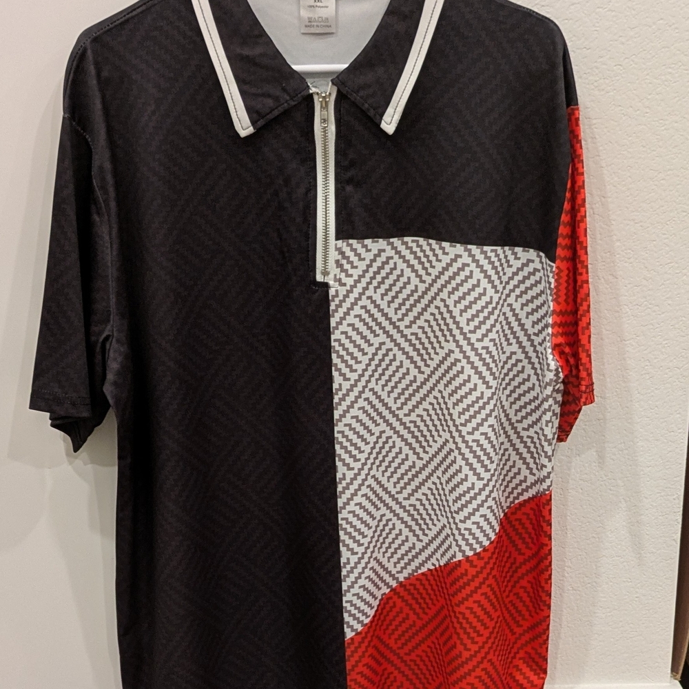 Black and Red Geometric Men's Shirt
